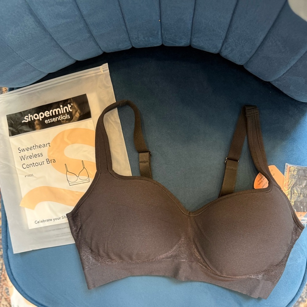 Shapermint Essentials Sweetheart Wireless Contour Bra Black Size L NWT